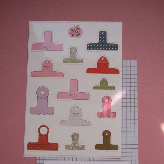 Planche de stickers A6 Pinces Journaling