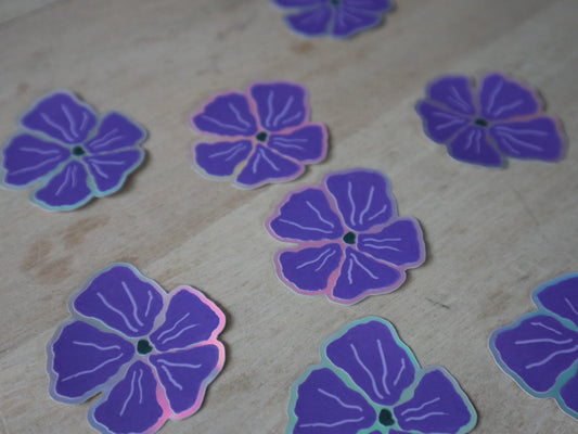 Sticker holographique fleur violette