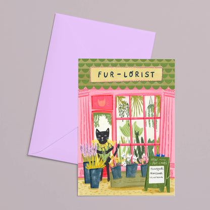 Carte chat fleuriste - Niaski