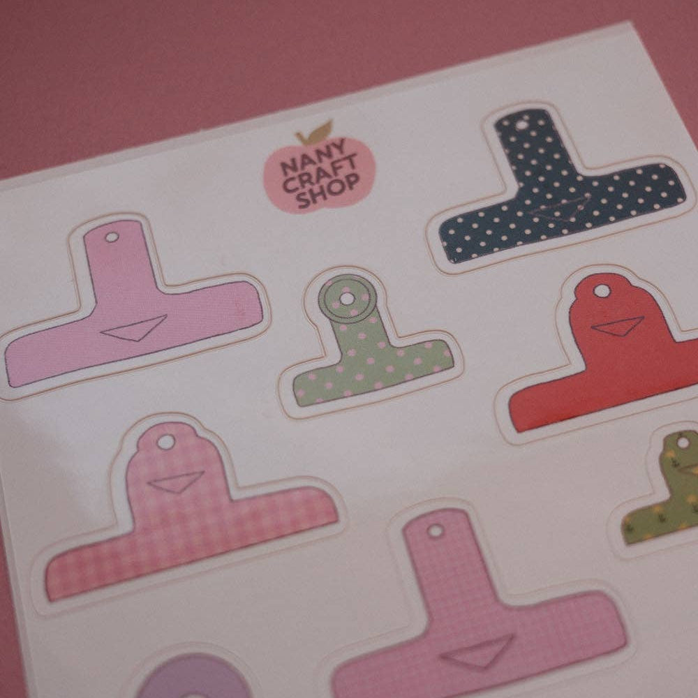 Planche de stickers A6 Pinces Journaling