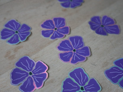 Sticker holographique fleur violette