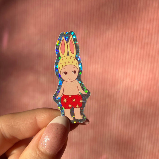 Sticker Mini Baby Lapin Fraise