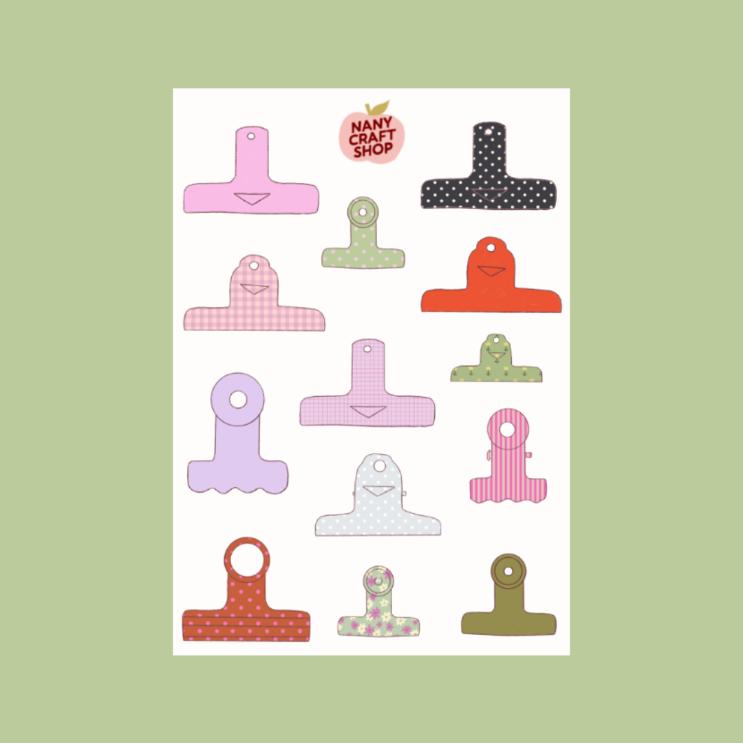 Planche de stickers A6 Pinces Journaling