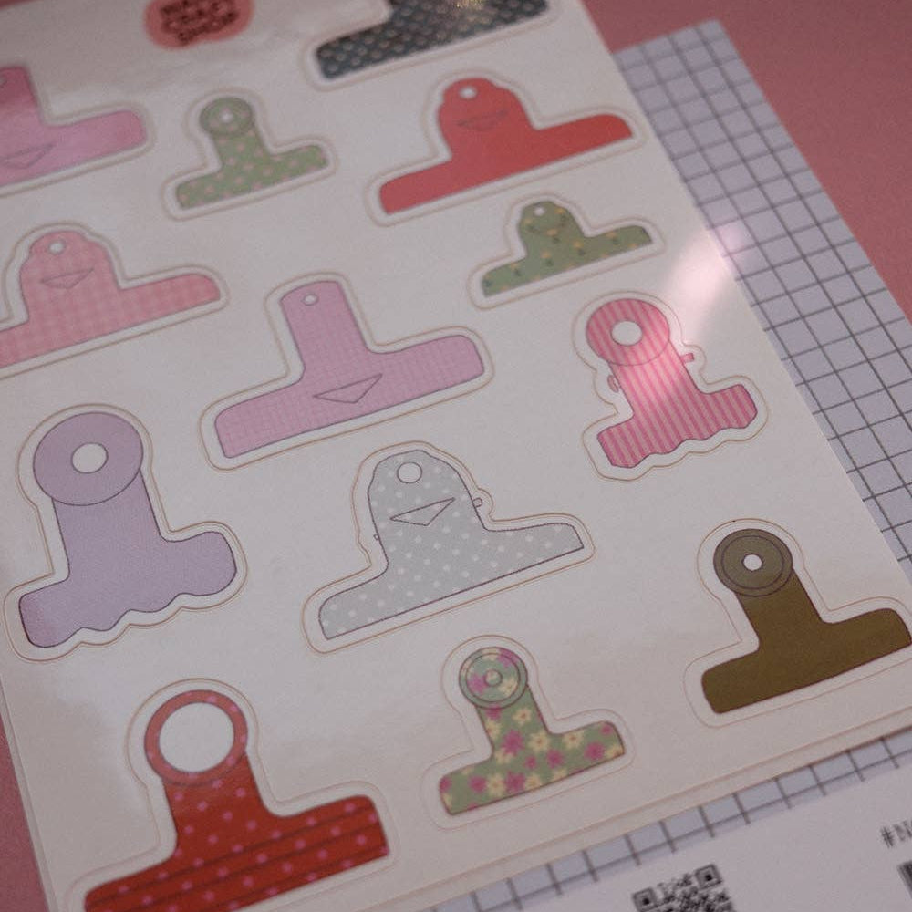 Planche de stickers A6 Pinces Journaling