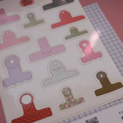 Planche de stickers A6 Pinces Journaling