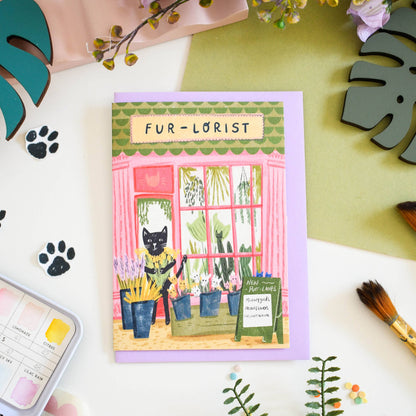 Carte chat fleuriste - Niaski