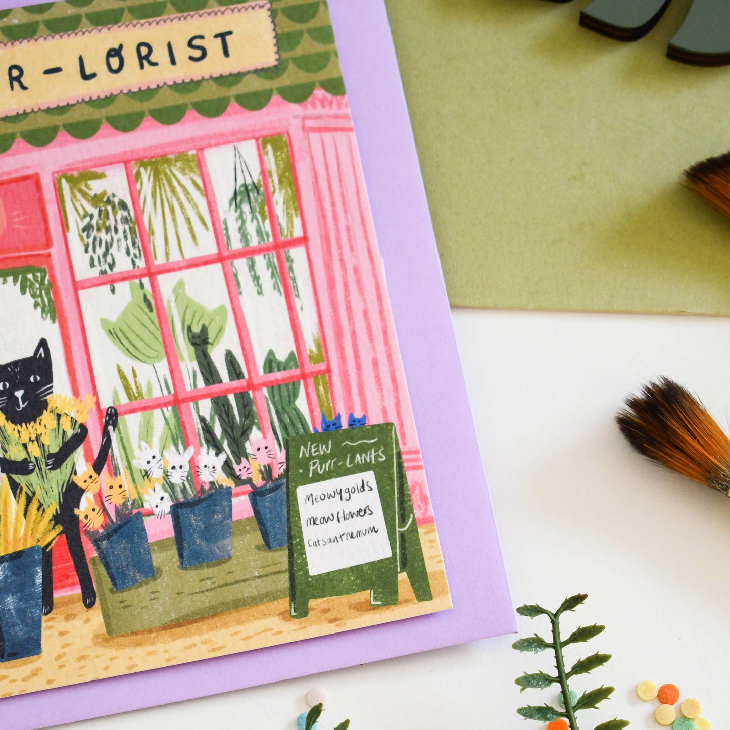 Carte chat fleuriste - Niaski