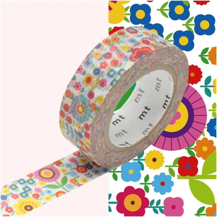 Masking tape MT Liberty fleurs multicolores