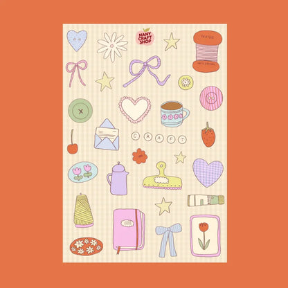 Planche de stickers A5 craft pastel
