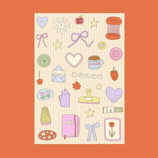 Planche de stickers A5 craft pastel