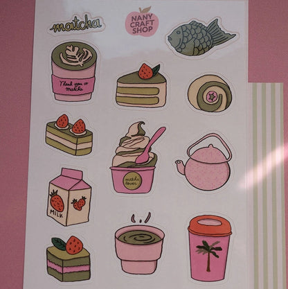 Planche de stickers A6 matcha