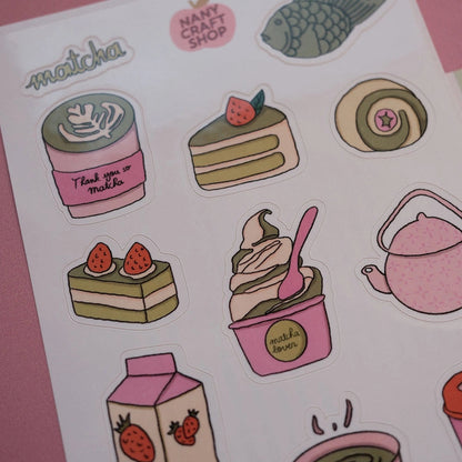 Planche de stickers A6 matcha