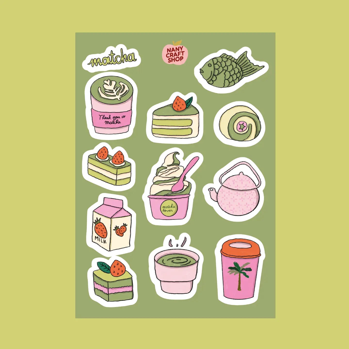 Planche de stickers A6 matcha