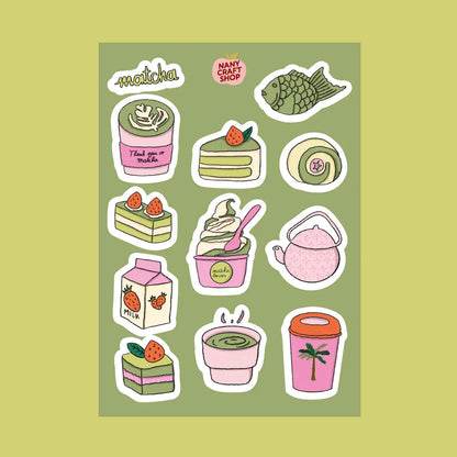 Planche de stickers A6 matcha