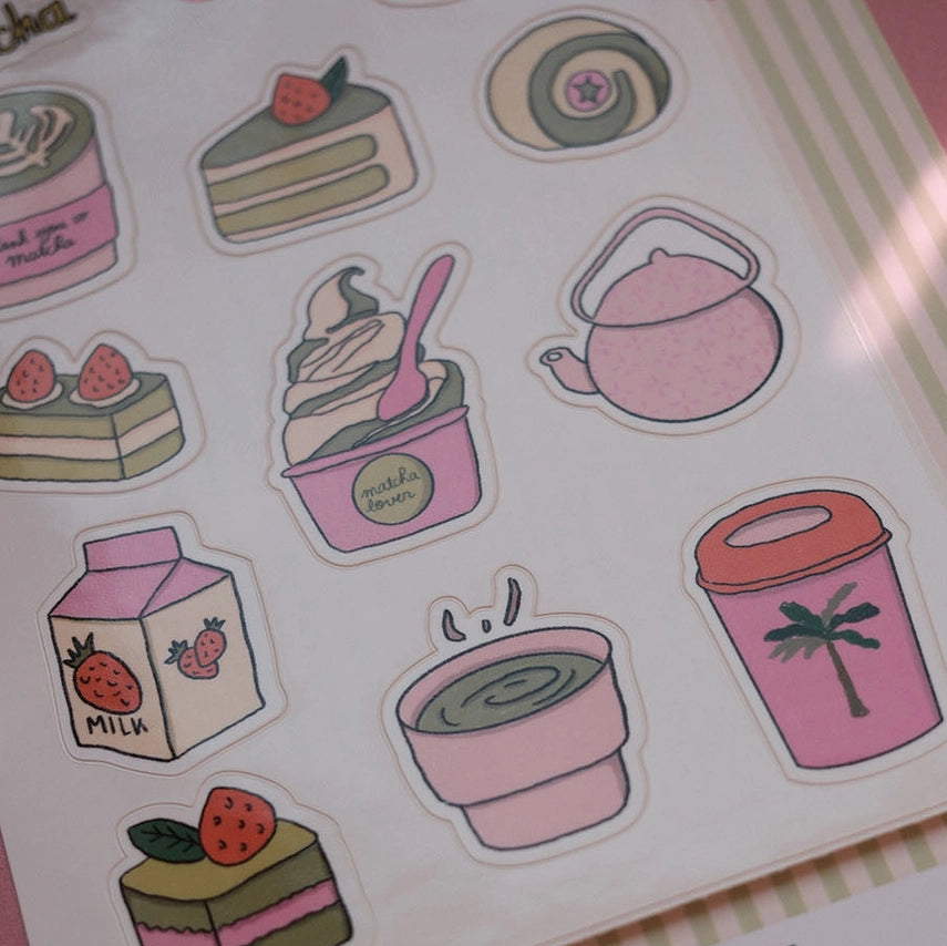 Planche de stickers A6 matcha