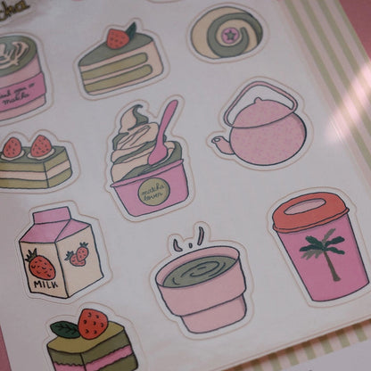 Planche de stickers A6 matcha