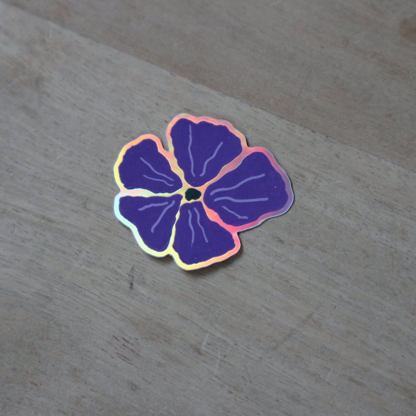 Sticker holographique fleur violette