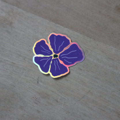 Sticker holographique fleur violette